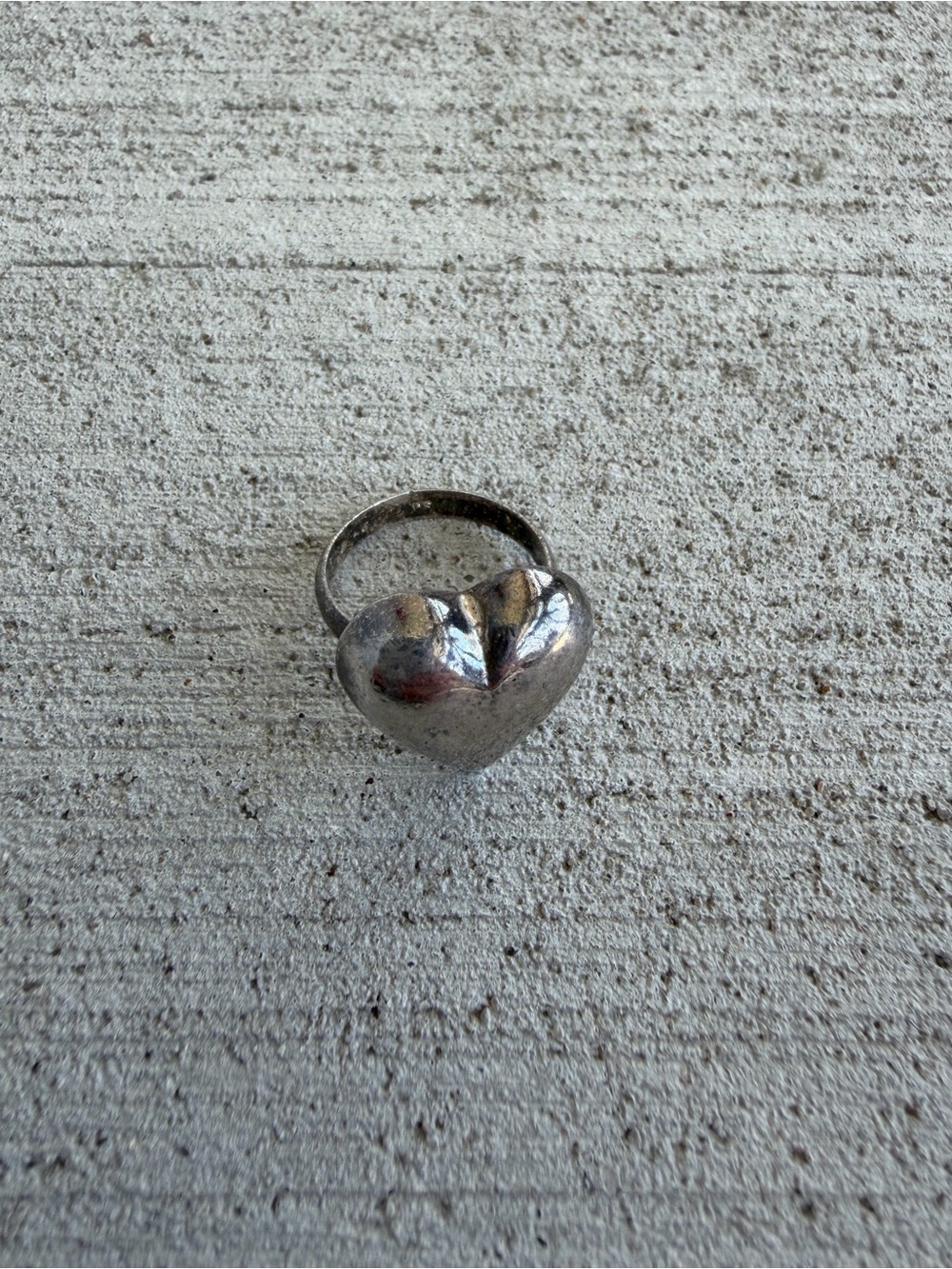 Vintage Sterling Silver Puffy Heart Ring Size 7 Statement Love Ring 3.9g